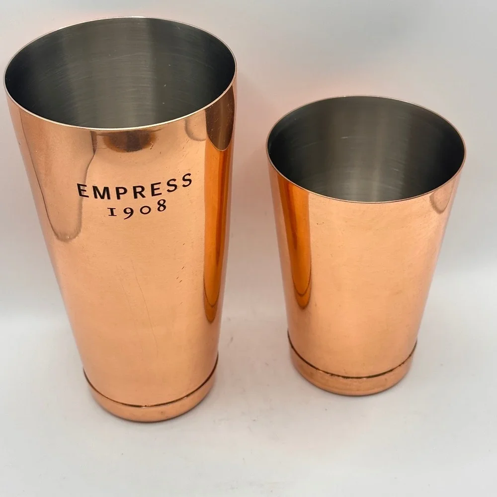Empress 1908 Gin Koriko Copper Weighted Boston Cocktail Shaker Set 2 Piece